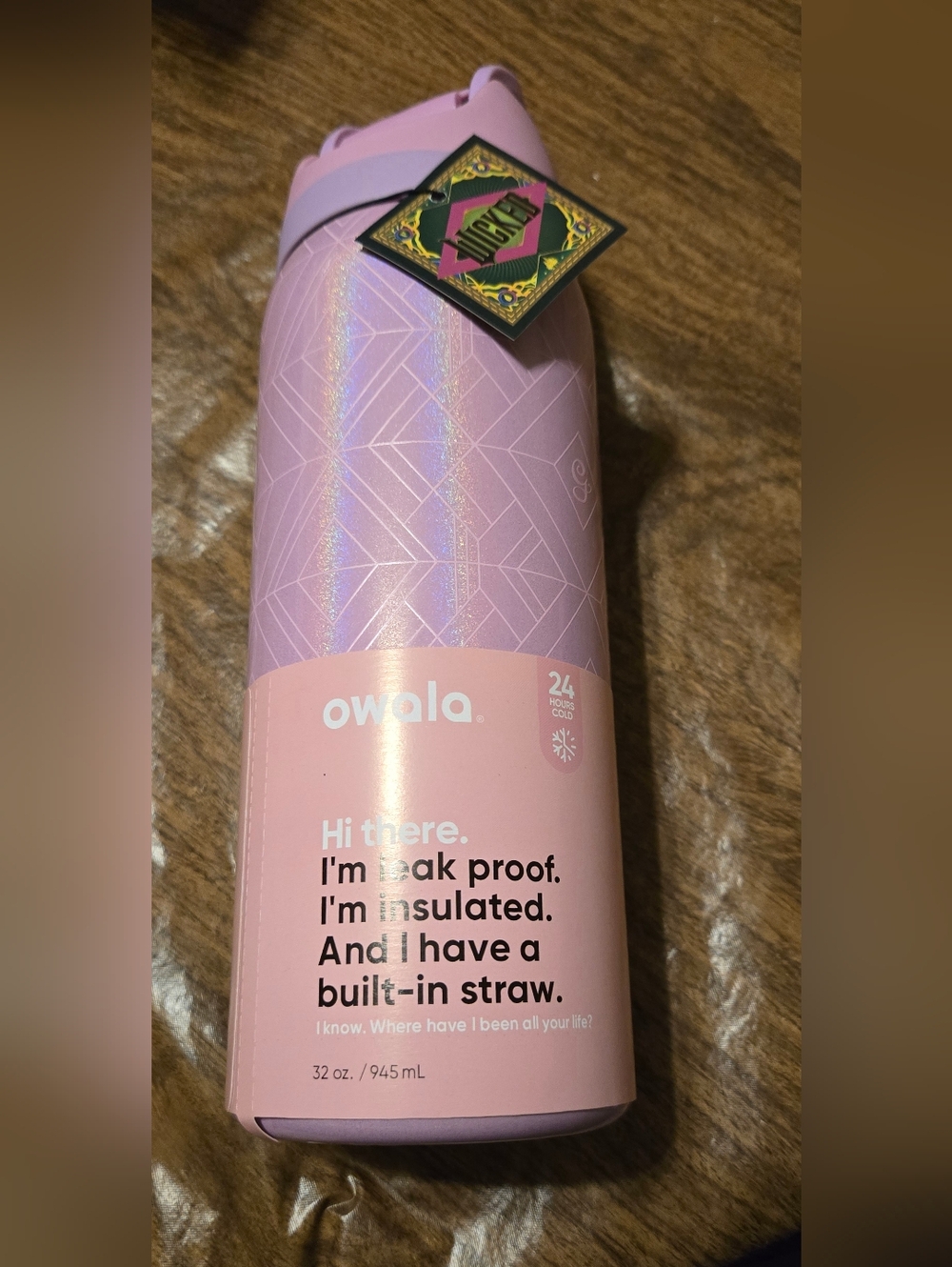 Owala Wicked Glinda Insulated Water Bottle - Pink Holographic